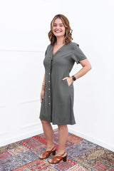 Vestido Fabiana – Midi em Viscose Marrant com Manga e Bolsos - Naguirre Shop