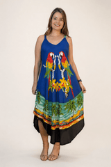 Vestido Fluido em Viscose Natural Evasê com Alças Marrocos Estampados - Naguirre Shop