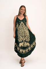 Vestido Fluido em Viscose Natural Evasê com Alças Marrocos Estampados - Naguirre Shop