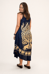 Vestido Fluido em Viscose Natural Evasê com Alças Marrocos Estampados - Naguirre Shop