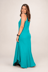 Vestido Fluido em Viscose Natural Evasê com Alças Marrocos Liso - Naguirre Shop