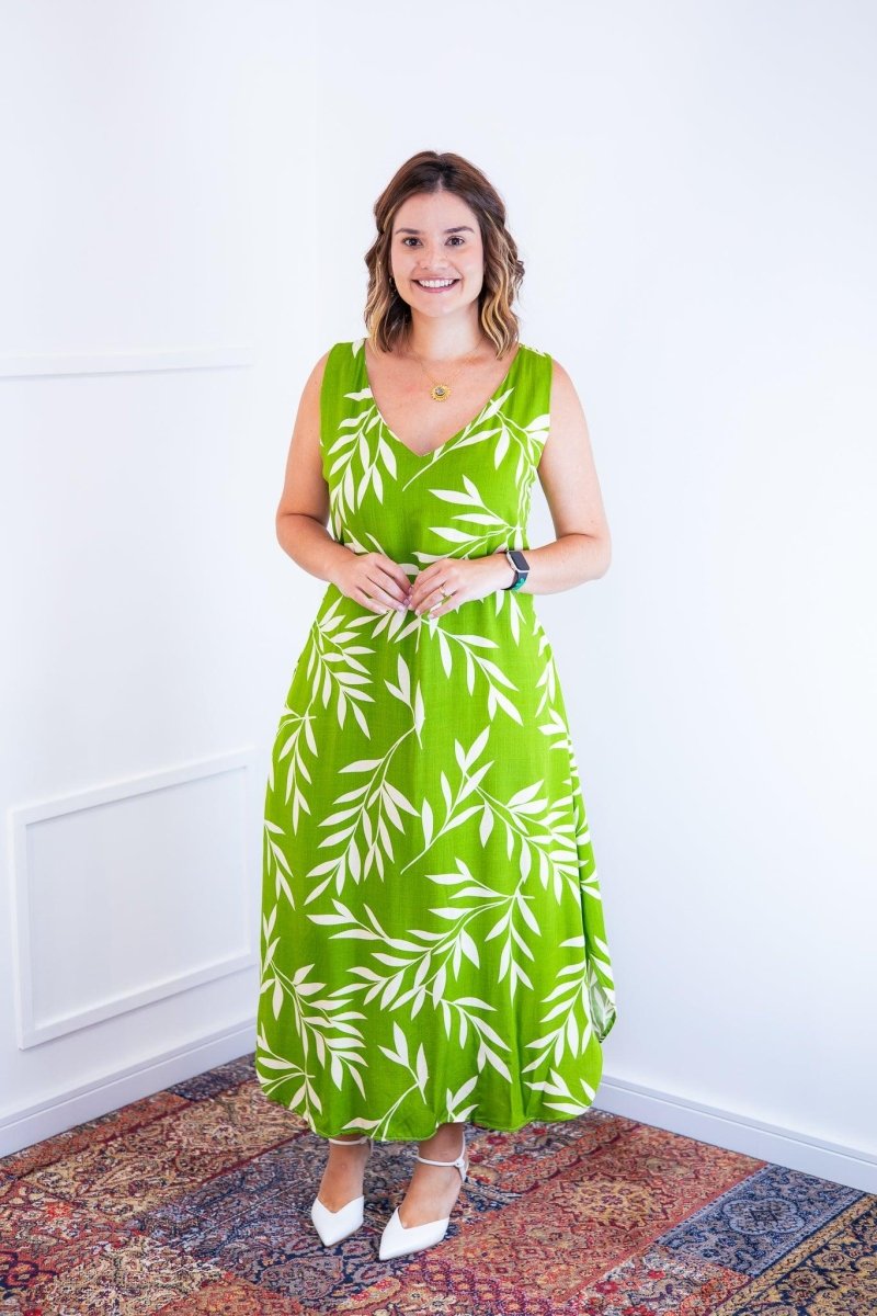 Vestido Gabriela - Regata Longuete com Decote V em Viscolinho - Naguirre Shop