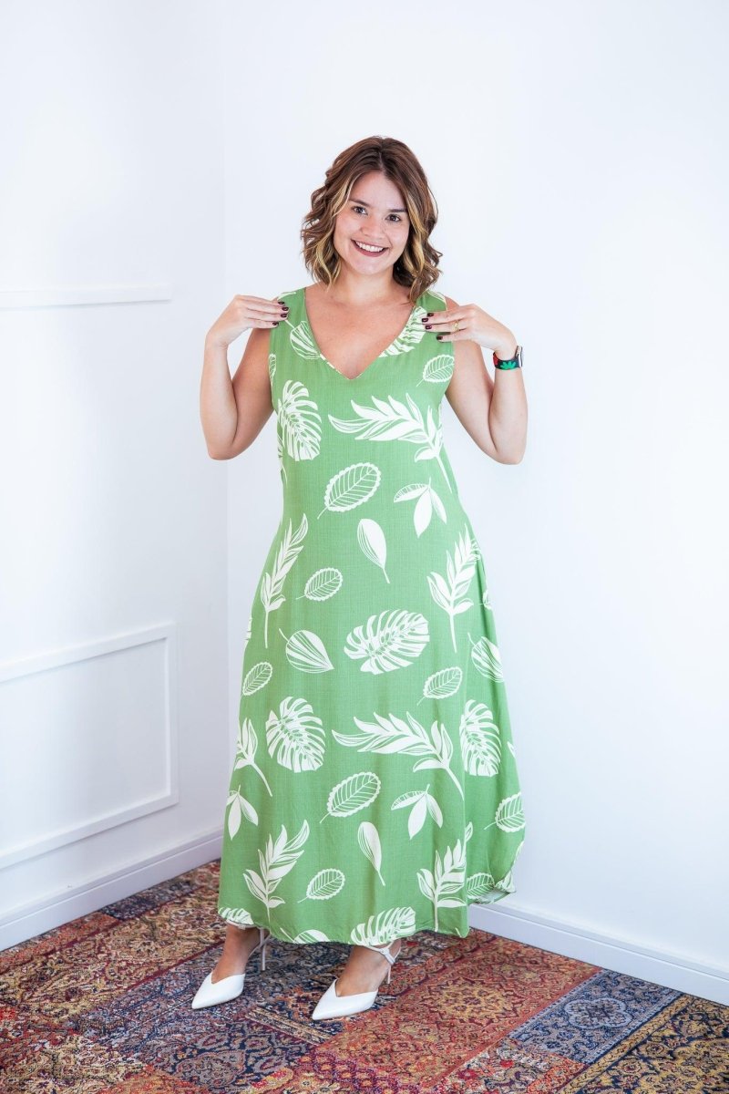 Vestido Gabriela - Regata Longuete com Decote V em Viscolinho - Naguirre Shop