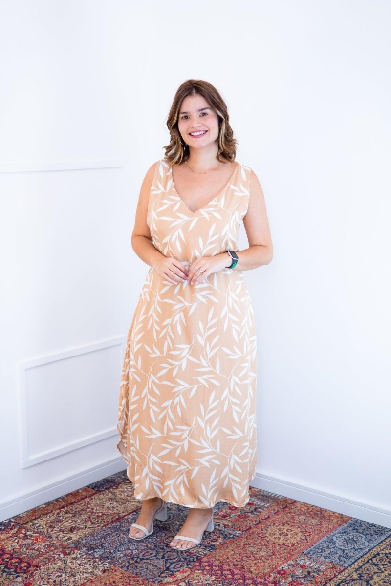 Vestido Gabriela - Regata Longuete com Decote V em Viscolinho - Naguirre Shop