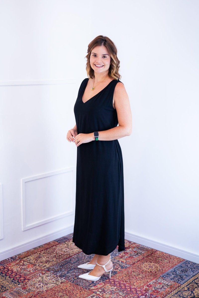 Vestido Gabriela - Regata Longuete com Decote V em Viscolinho - Naguirre Shop