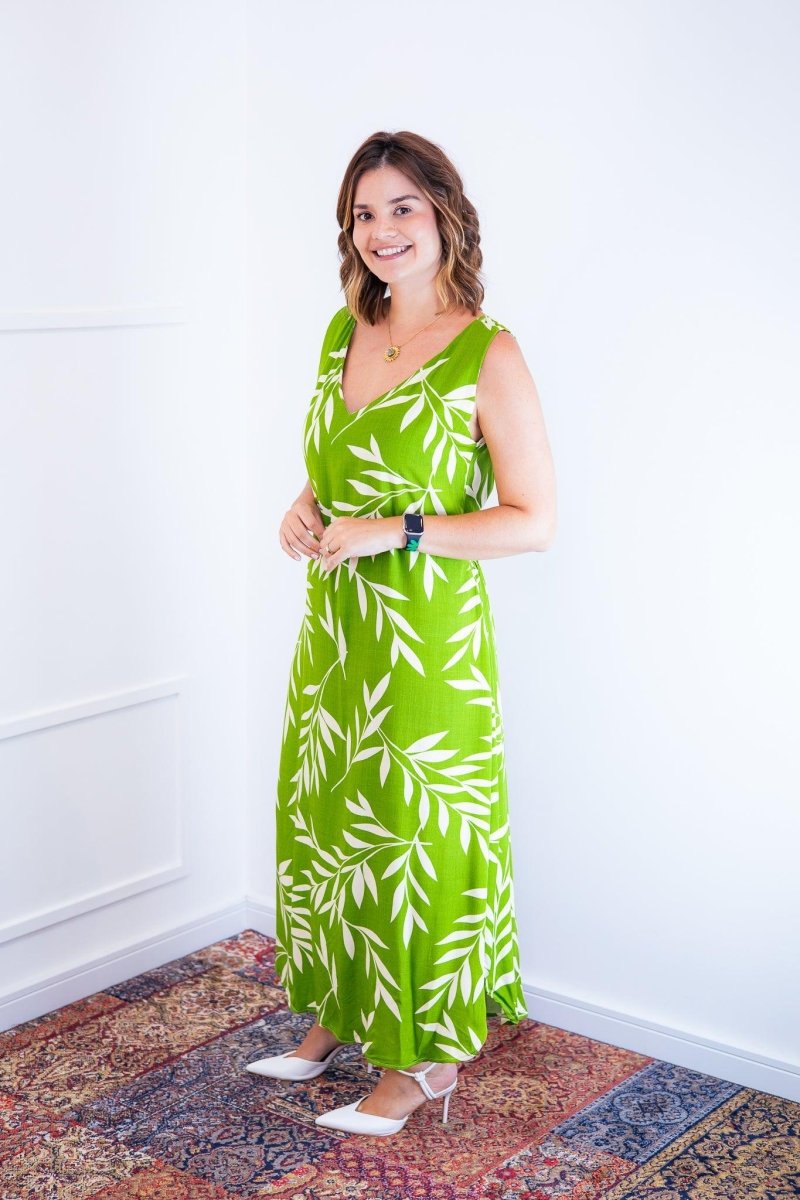 Vestido Gabriela - Regata Longuete com Decote V em Viscolinho - Naguirre Shop
