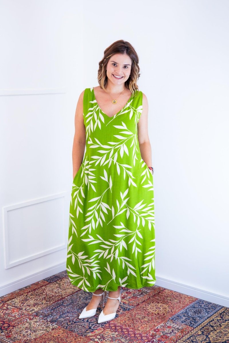 Vestido Gabriela - Regata Longuete com Decote V em Viscolinho - Naguirre Shop