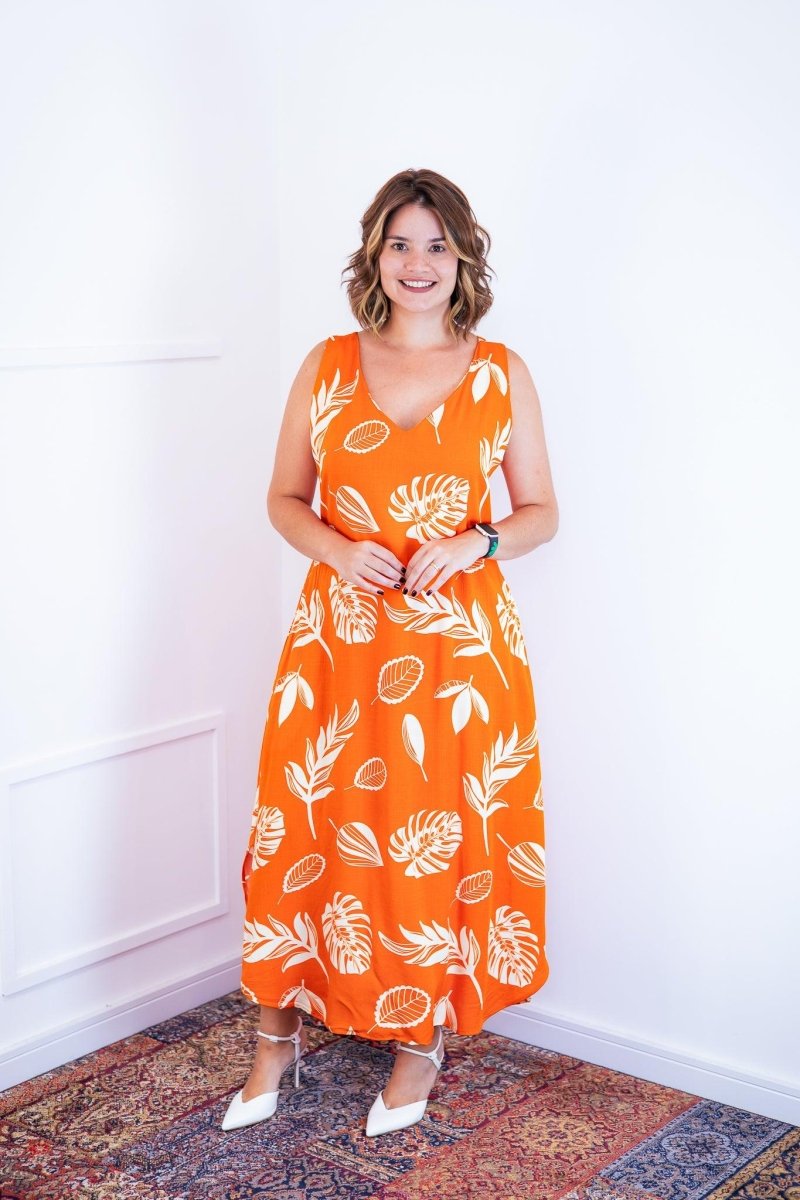 Vestido Gabriela - Regata Longuete com Decote V em Viscolinho - Naguirre Shop