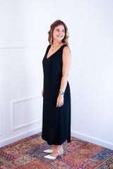 Vestido Gabriela - Regata Longuete com Decote V em Viscolinho - Naguirre Shop