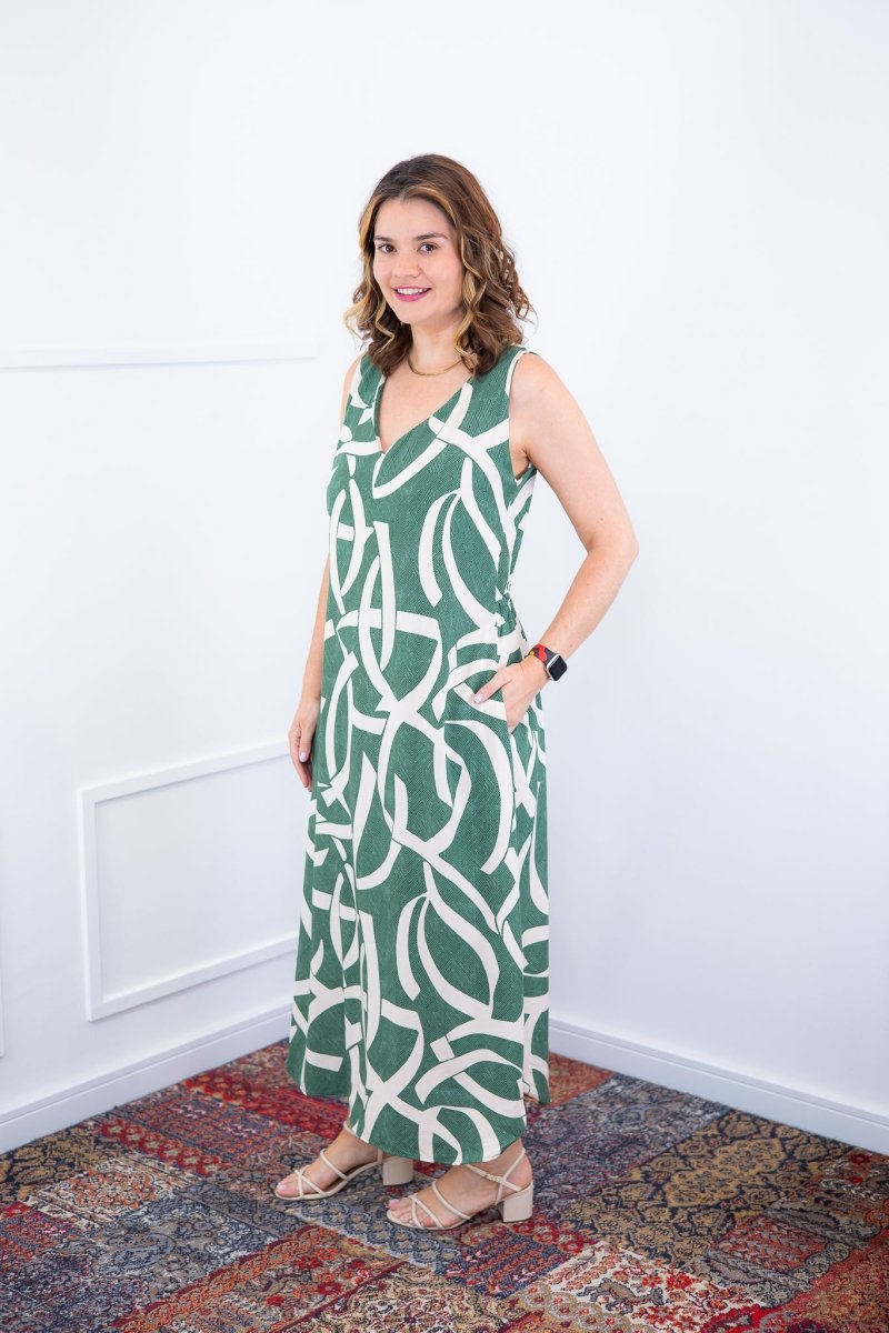 Vestido Gabriela - Regata Longuete com Decote V em Viscolinho - Naguirre Shop