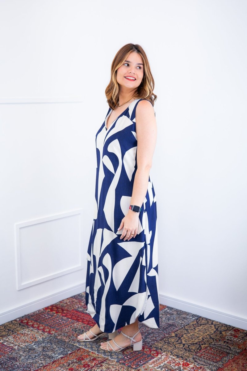 Vestido Gabriela - Regata Longuete com Decote V em Viscolinho - Naguirre Shop