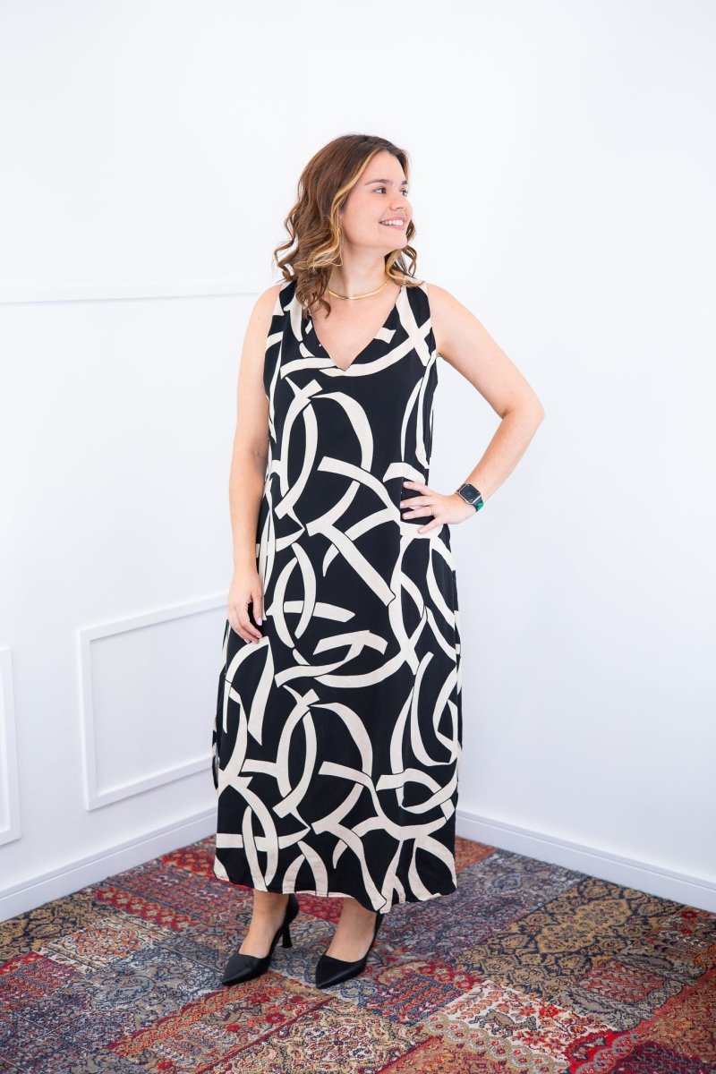 Vestido Gabriela - Regata Longuete com Decote V em Viscolinho - Naguirre Shop