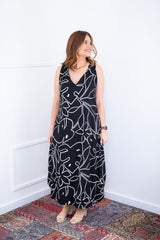 Vestido Gabriela - Regata Longuete com Decote V em Viscolinho - Naguirre Shop