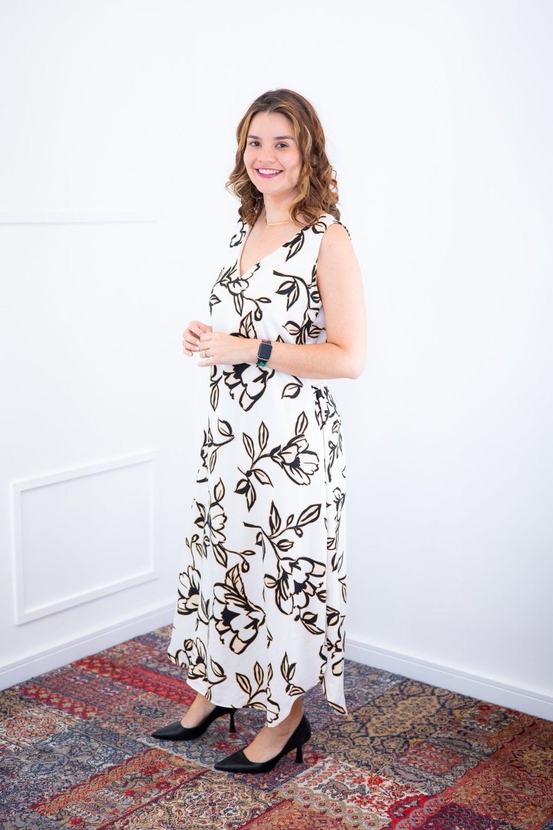 Vestido Gabriela - Regata Longuete com Decote V em Viscolinho - Naguirre Shop