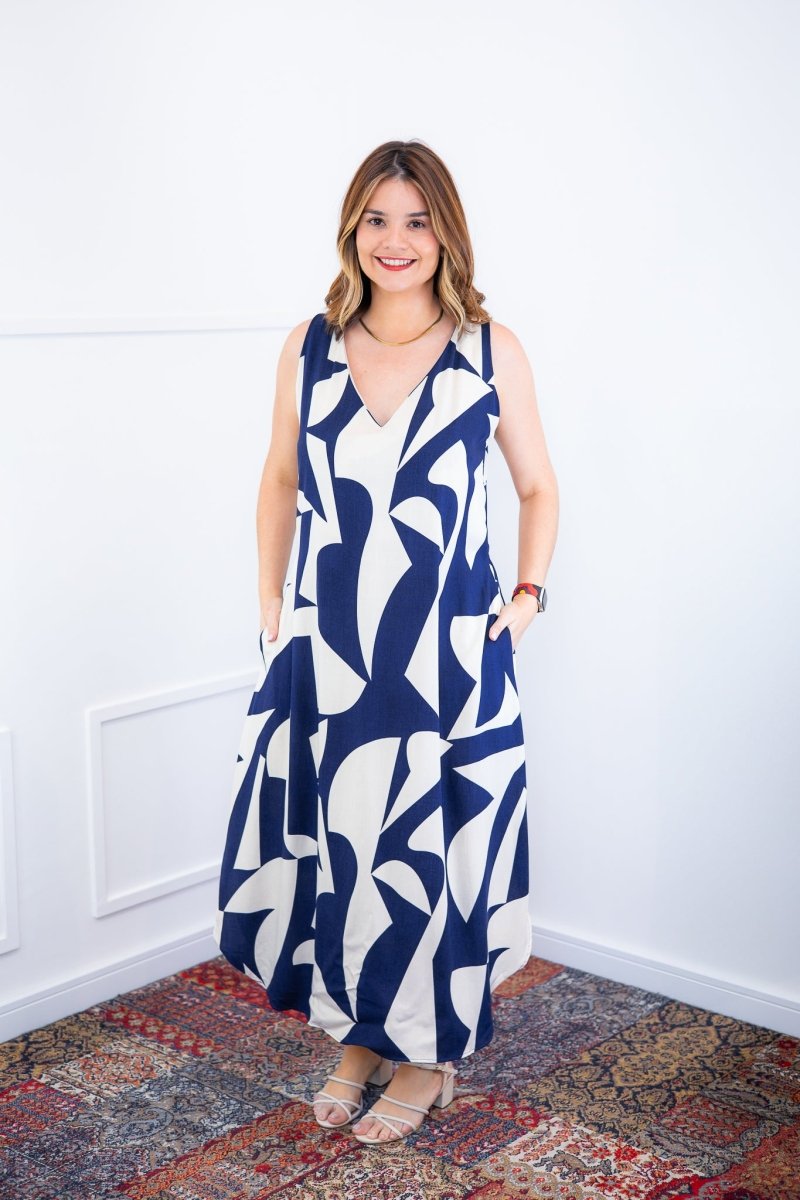 Vestido Gabriela - Regata Longuete com Decote V em Viscolinho - Naguirre Shop