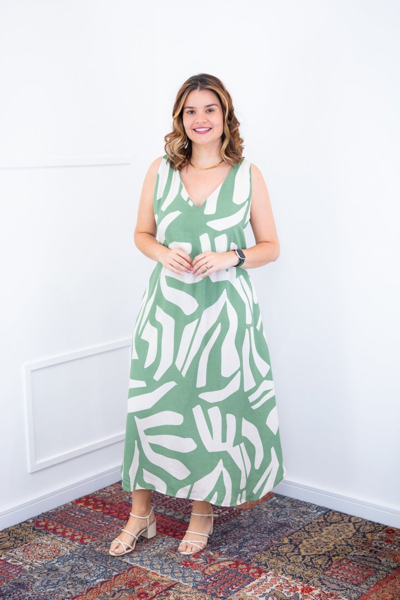 Vestido Gabriela - Regata Longuete com Decote V em Viscolinho - Naguirre Shop