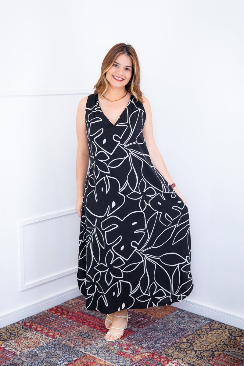Vestido Gabriela - Regata Longuete com Decote V em Viscolinho - Naguirre Shop