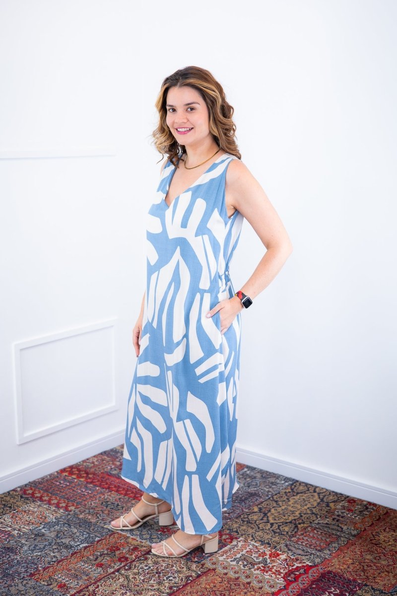 Vestido Gabriela - Regata Longuete com Decote V em Viscolinho - Naguirre Shop