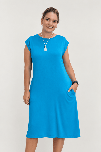 Vestido Jaqueline Midi em Viscolycra com Bolsos Laterais