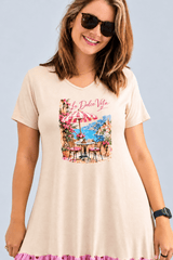 Vestido La Dolce Vita Gola V com Babado em Tule Clássico