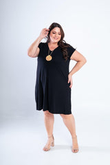 Vestido Laura - Evasê Decote V em Viscolycra - Naguirre Shop