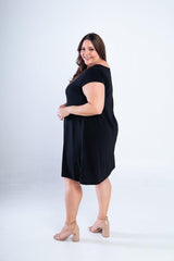 Vestido Laura - Evasê Decote V em Viscolycra - Naguirre Shop