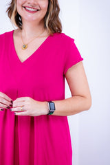 Vestido Laura - Evasê Decote V em Viscolycra - Naguirre Shop