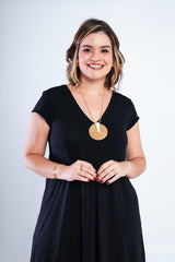 Vestido Laura - Evasê Decote V em Viscolycra - Naguirre Shop