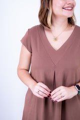 Vestido Laura - Evasê Decote V em Viscolycra - Naguirre Shop