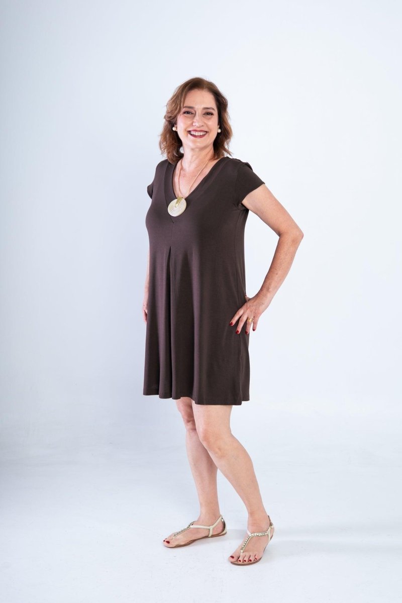 Vestido Laura - Evasê Decote V em Viscolycra - Naguirre Shop