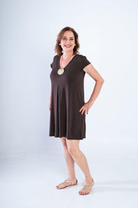 Vestido Laura - Evasê Decote V em Viscolycra - Naguirre Shop