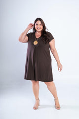 Vestido Laura - Evasê Decote V em Viscolycra - Naguirre Shop