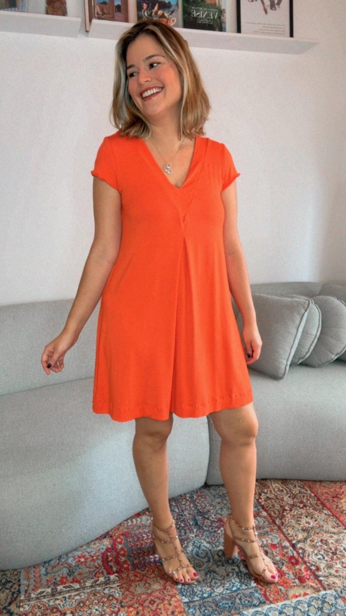 Vestido Laura - Evasê Decote V em Viscolycra - Naguirre Shop