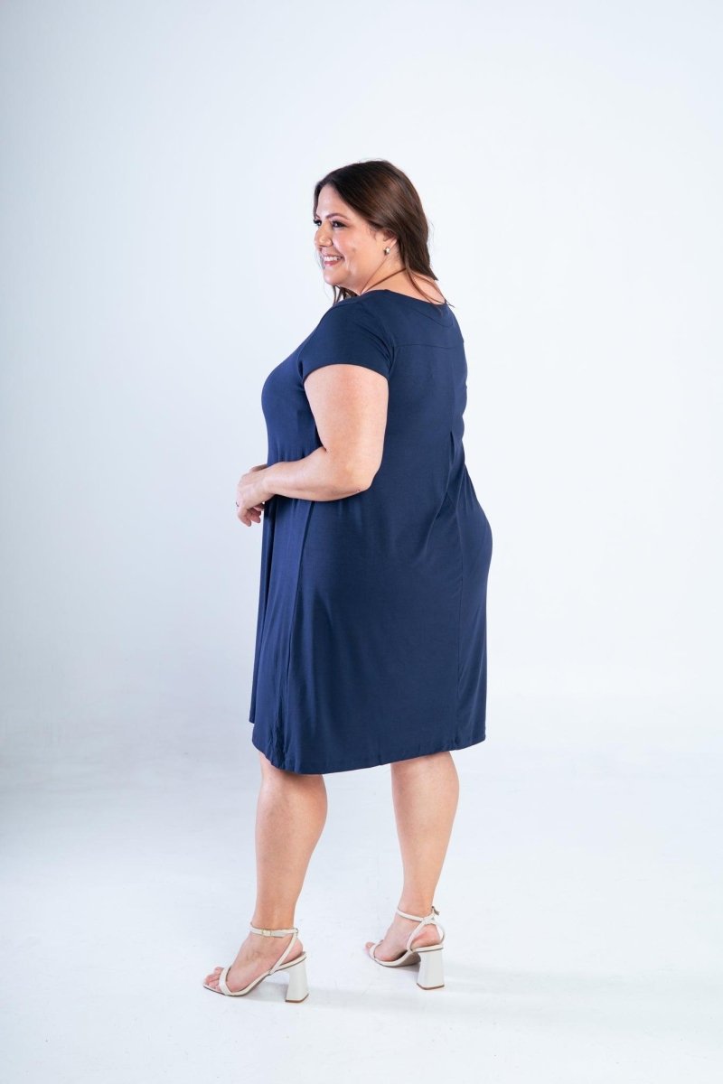 Vestido Laura - Evasê Decote V em Viscolycra - Naguirre Shop