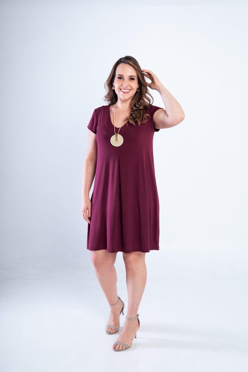 Vestido Laura - Evasê Decote V em Viscolycra - Naguirre Shop