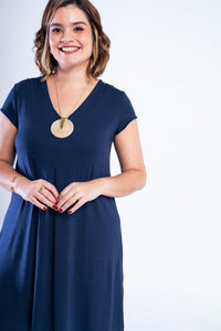 Vestido Laura - Evasê Decote V em Viscolycra - Naguirre Shop