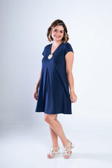 Vestido Laura - Evasê Decote V em Viscolycra - Naguirre Shop