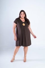 Vestido Laura - Evasê Decote V em Viscolycra - Naguirre Shop