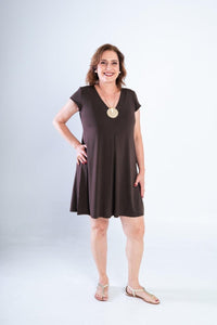 Vestido Laura - Evasê Decote V em Viscolycra - Naguirre Shop