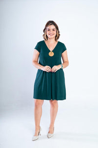 Vestido Laura - Evasê Decote V em Viscolycra - Naguirre Shop