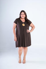 Vestido Laura - Evasê Decote V em Viscolycra - Naguirre Shop