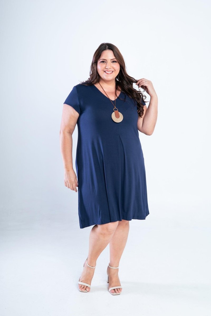 Vestido Laura - Evasê Decote V em Viscolycra - Naguirre Shop
