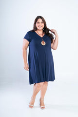 Vestido Laura - Evasê Decote V em Viscolycra - Naguirre Shop