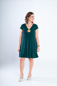 Vestido Laura - Evasê Decote V em Viscolycra - Naguirre Shop