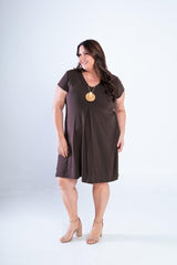 Vestido Laura - Evasê Decote V em Viscolycra - Naguirre Shop