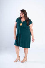 Vestido Laura - Evasê Decote V em Viscolycra - Naguirre Shop