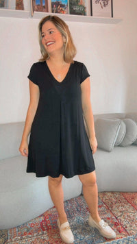 Vestido Laura - Evasê Decote V em Viscolycra - Naguirre Shop