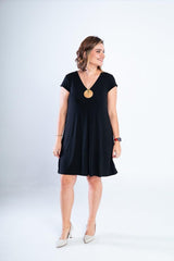 Vestido Laura - Evasê Decote V em Viscolycra - Naguirre Shop