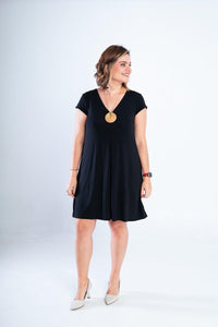 Vestido Laura - Evasê Decote V em Viscolycra - Naguirre Shop