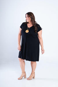 Vestido Laura - Evasê Decote V em Viscolycra - Naguirre Shop